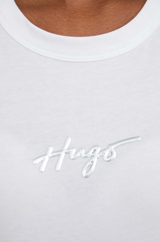 biały HUGO t-shirt bawełniany