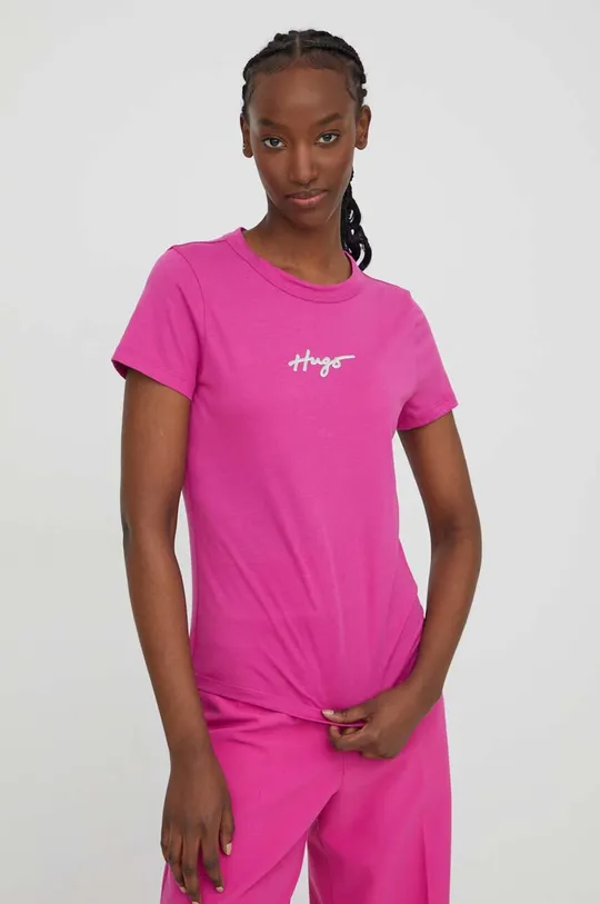 розовый Хлопковая футболка HUGO Женский