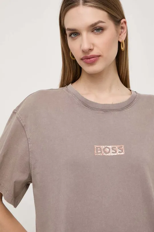 beżowy Boss Orange t-shirt bawełniany