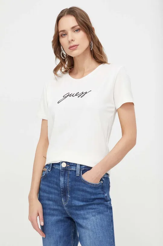 beżowy Guess t-shirt CARRIE Damski