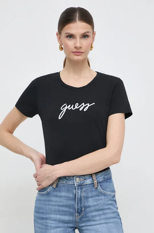 fekete Guess t-shirt CARRIE