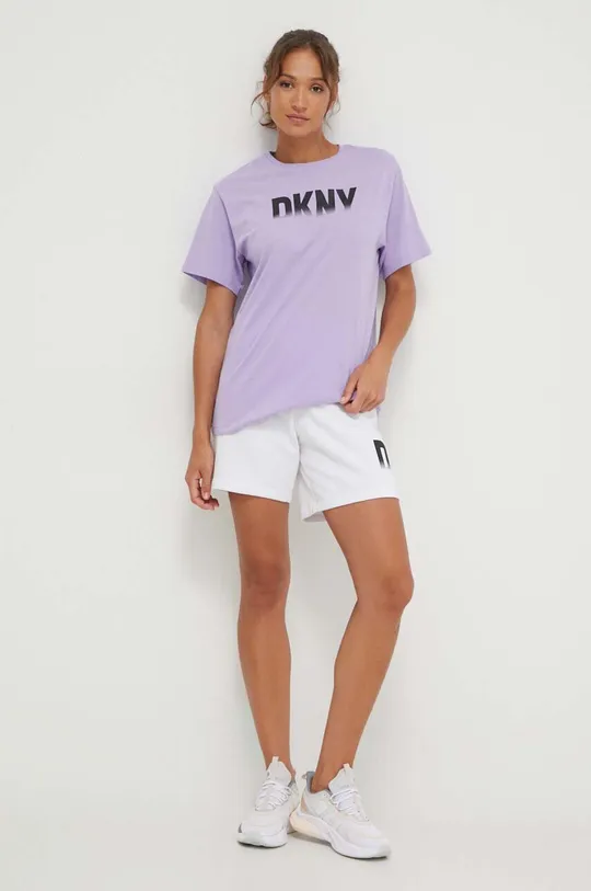 Dkny t-shirt bawełniany fioletowy