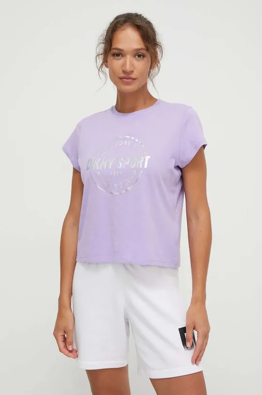 vijolična Bombažna kratka majica Dkny Ženski