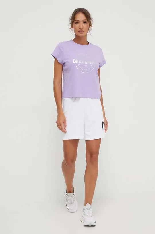 Bombažna kratka majica Dkny vijolična