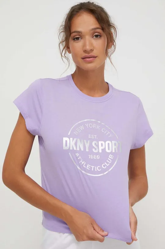 fioletowy Dkny t-shirt bawełniany
