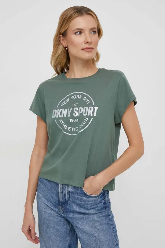 Хлопковая футболка Dkny зелёный