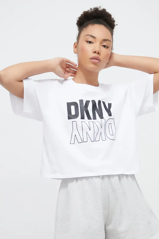λευκό Βαμβακερό μπλουζάκι DKNY Γυναικεία