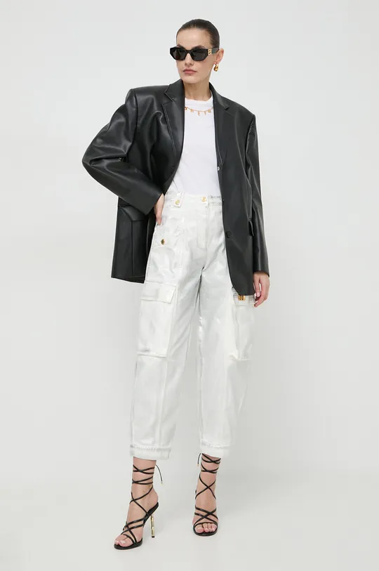 Βαμβακερό μπλουζάκι Elisabetta Franchi λευκό