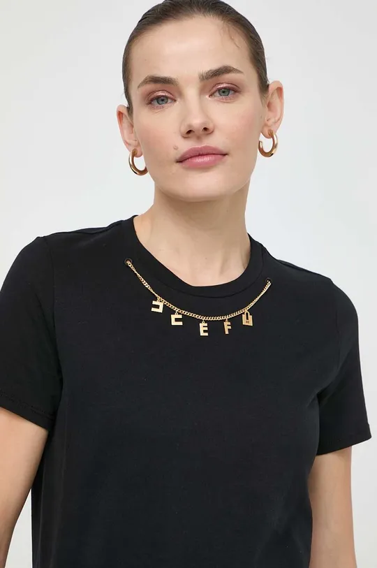 črna Bombažna kratka majica Elisabetta Franchi