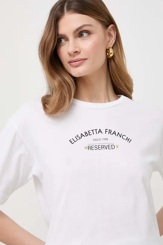 biela Bavlnené tričko Elisabetta Franchi