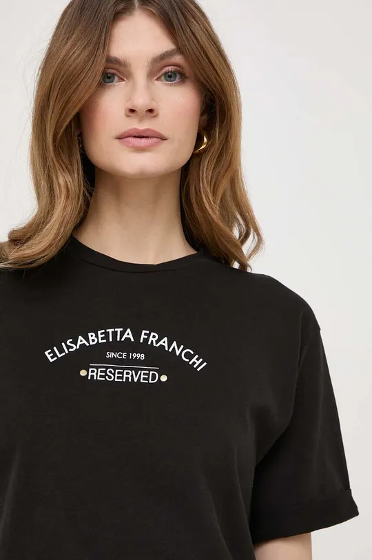 μαύρο Βαμβακερό μπλουζάκι Elisabetta Franchi