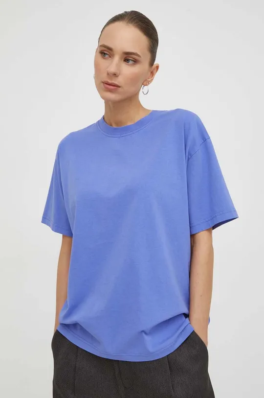 vijolična Bombažna kratka majica Samsoe Samsoe Ženski