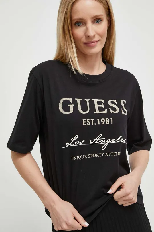 czarny Guess t-shirt bawełniany ANNEKA