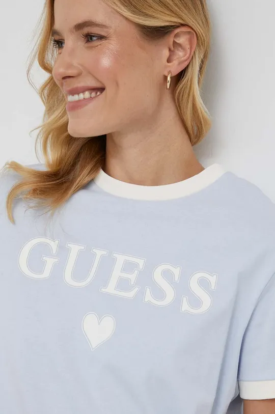 ljubičasta Pamučna majica Guess Ženski