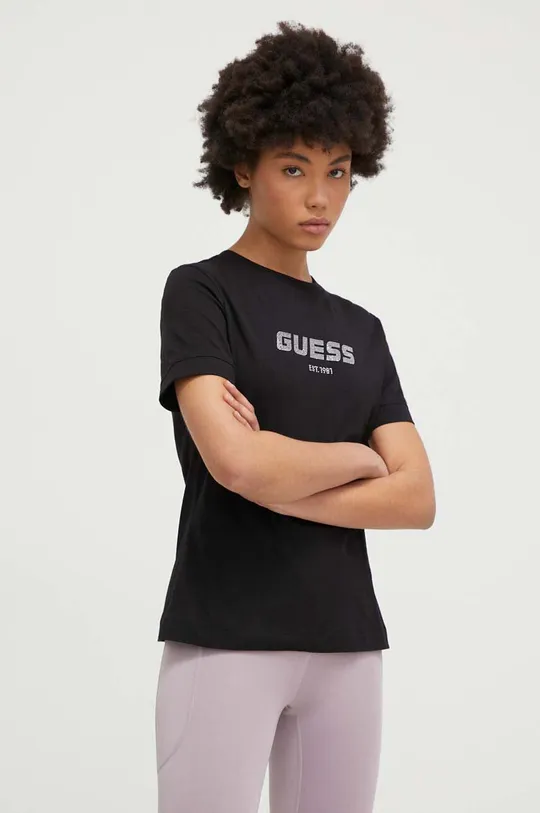 czarny Guess t-shirt bawełniany ELEANORA