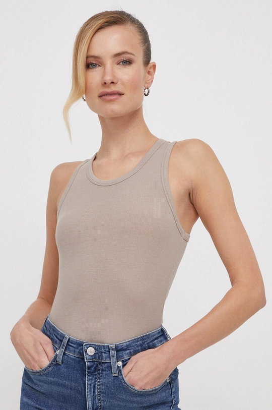 Calvin Klein top damski kolor beżowy | Answear.com