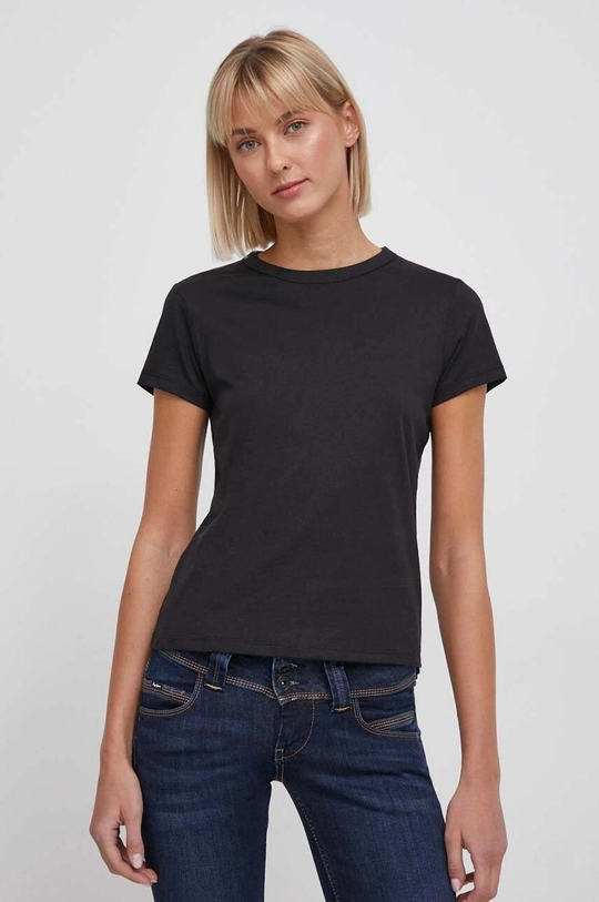 czarny Calvin Klein t-shirt bawełniany