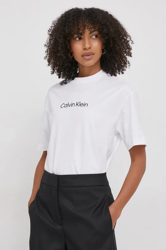 biały Calvin Klein t-shirt bawełniany