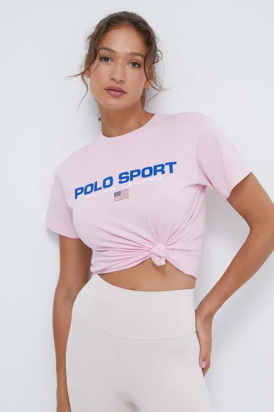 ružová Bavlnené tričko Polo Ralph Lauren Dámsky