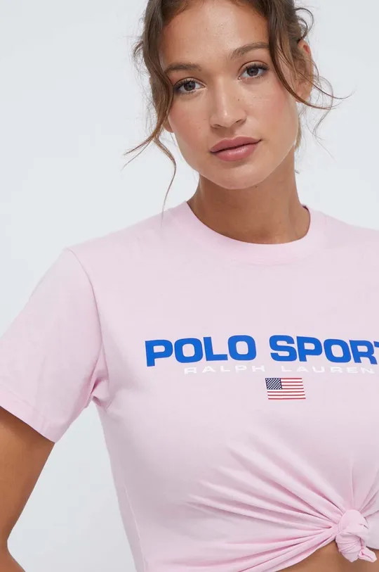 розовый Хлопковая футболка Polo Ralph Lauren