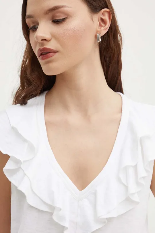 biela Bavlnené tričko Lauren Ralph Lauren