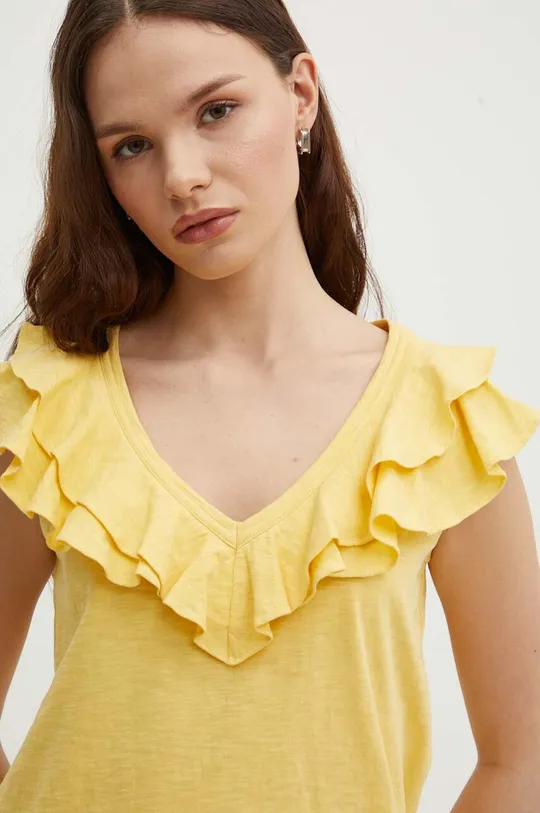 sárga Lauren Ralph Lauren pamut póló