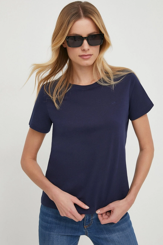 granatowy Lauren Ralph Lauren t-shirt bawełniany Damski