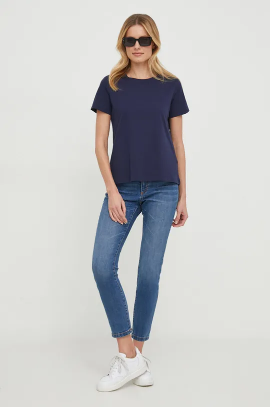 Βαμβακερό μπλουζάκι Lauren Ralph Lauren σκούρο μπλε