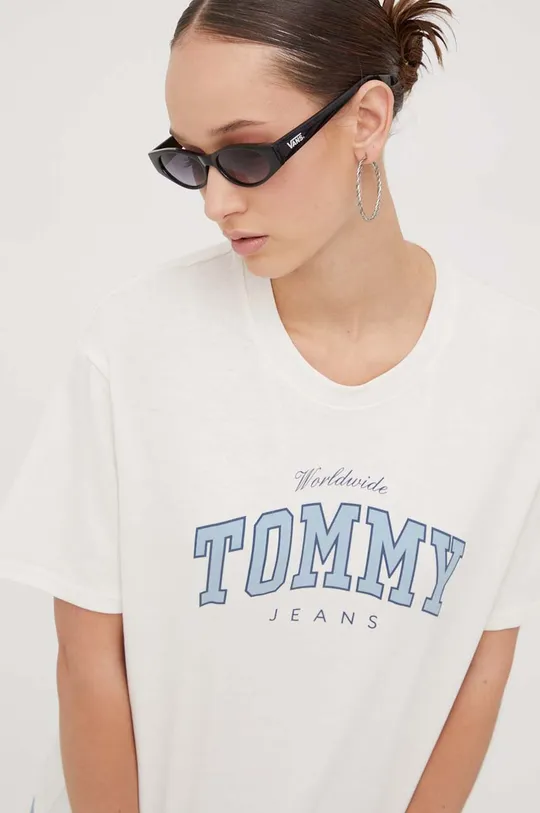 beige Tommy Jeans t-shirt in cotone