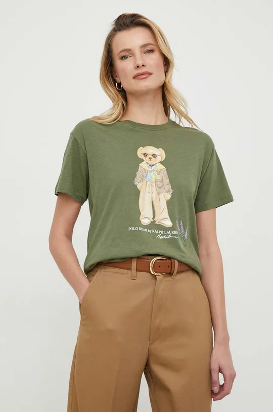 зелений Бавовняна футболка Polo Ralph Lauren Жіночий