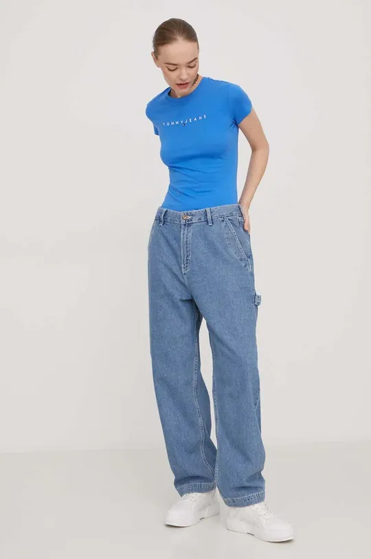 Bavlnené tričko Tommy Jeans modrá
