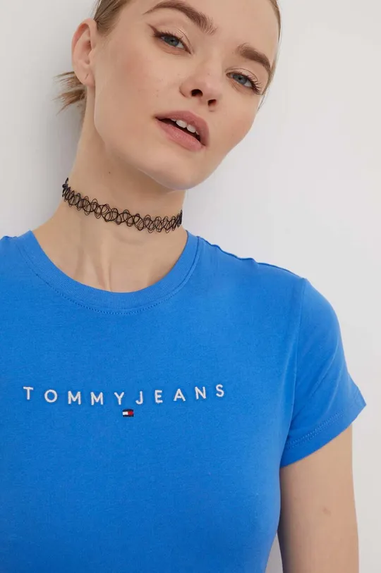 голубой Хлопковая футболка Tommy Jeans