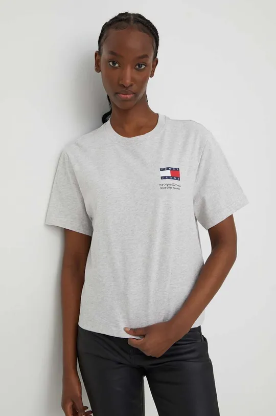 szary Tommy Jeans t-shirt bawełniany Damski