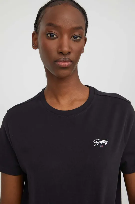 чорний Бавовняна футболка Tommy Jeans Жіночий