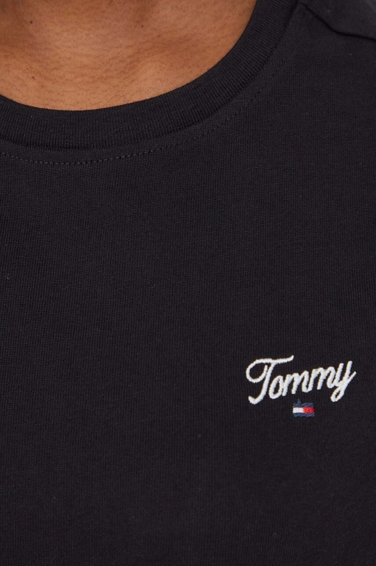 μαύρο Βαμβακερό μπλουζάκι Tommy Jeans