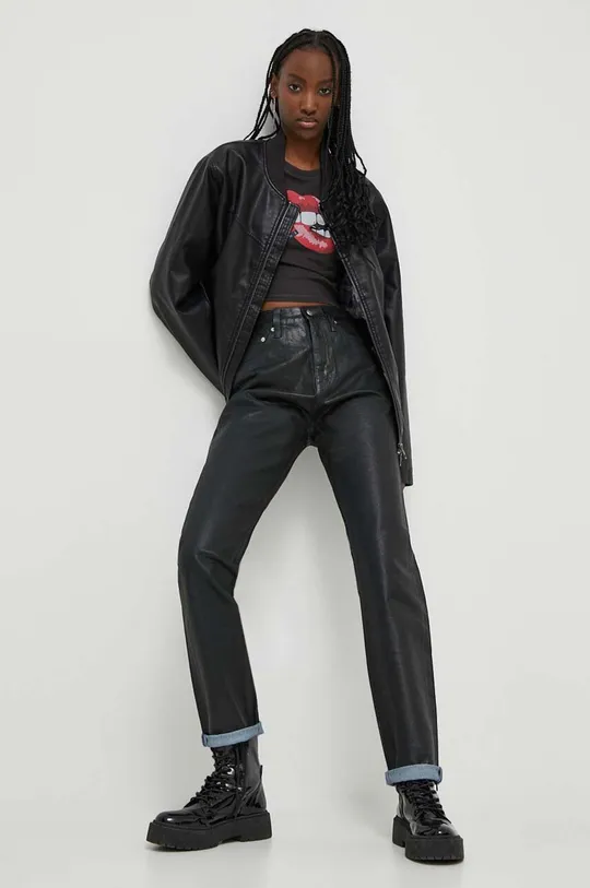 Bombažna kratka majica Tommy Jeans črna