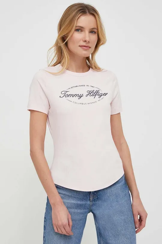 Pamučna majica Tommy Hilfiger roza