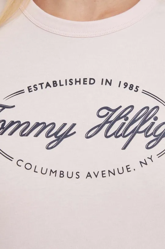 różowy Tommy Hilfiger t-shirt bawełniany