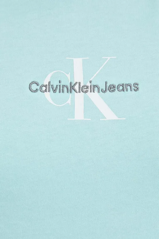 голубой Хлопковая футболка Calvin Klein Jeans