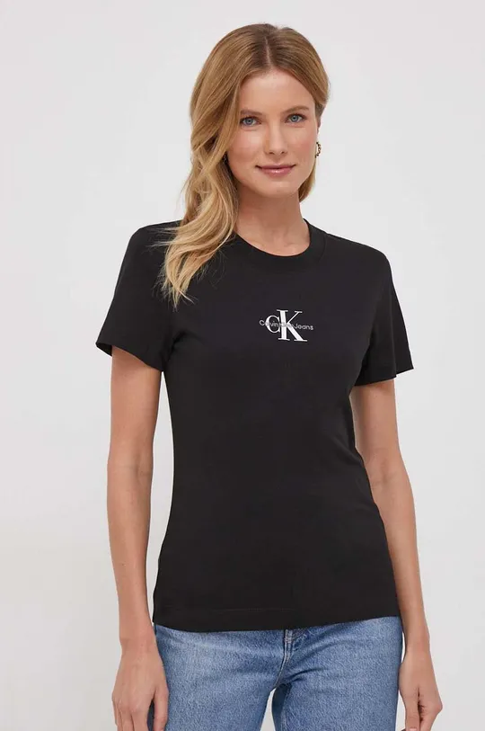 crna Pamučna majica Calvin Klein Jeans Ženski