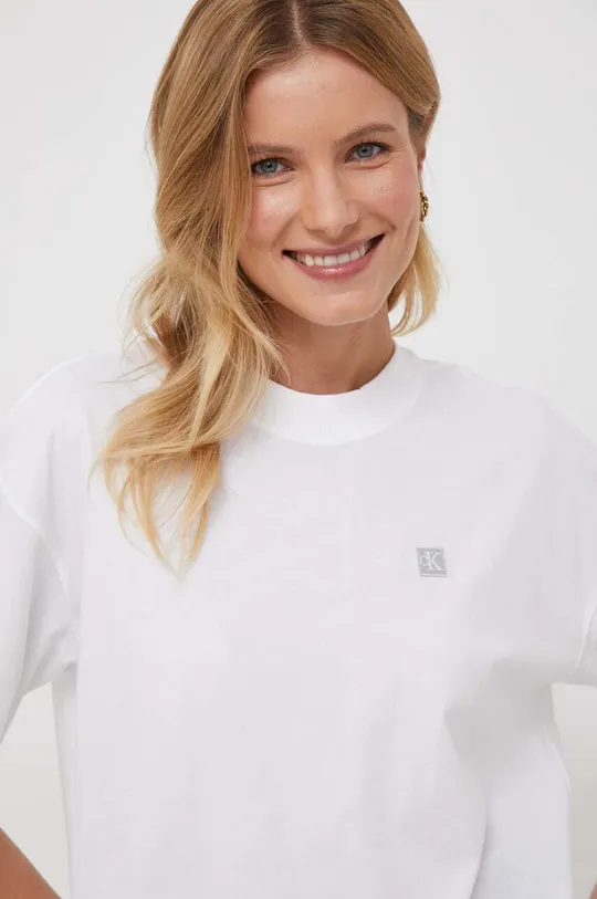 biela Bavlnené tričko Calvin Klein Jeans