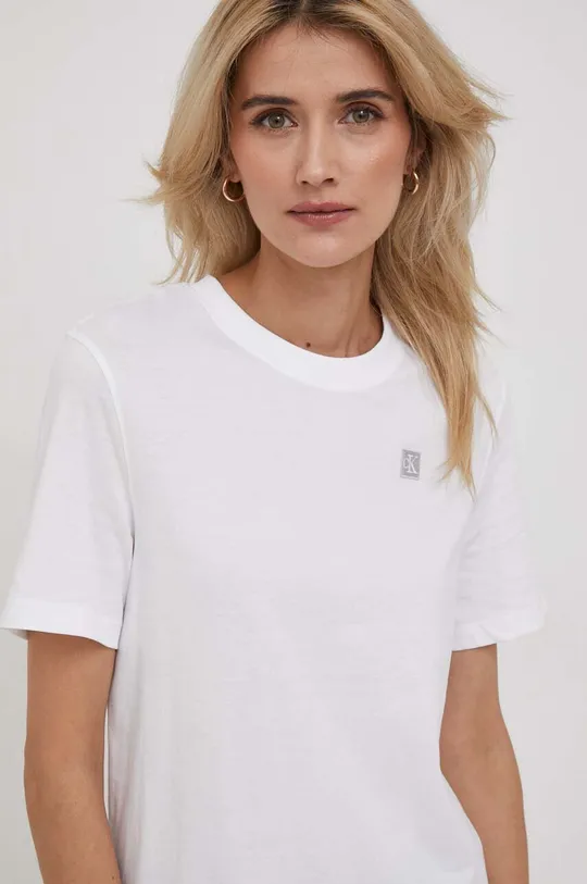 fehér Calvin Klein Jeans pamut póló