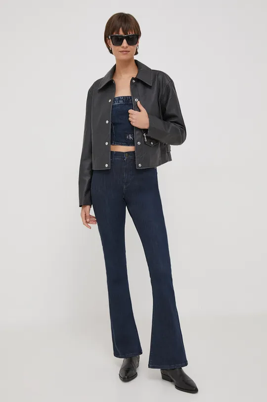 Džínsový top Calvin Klein Jeans tmavomodrá