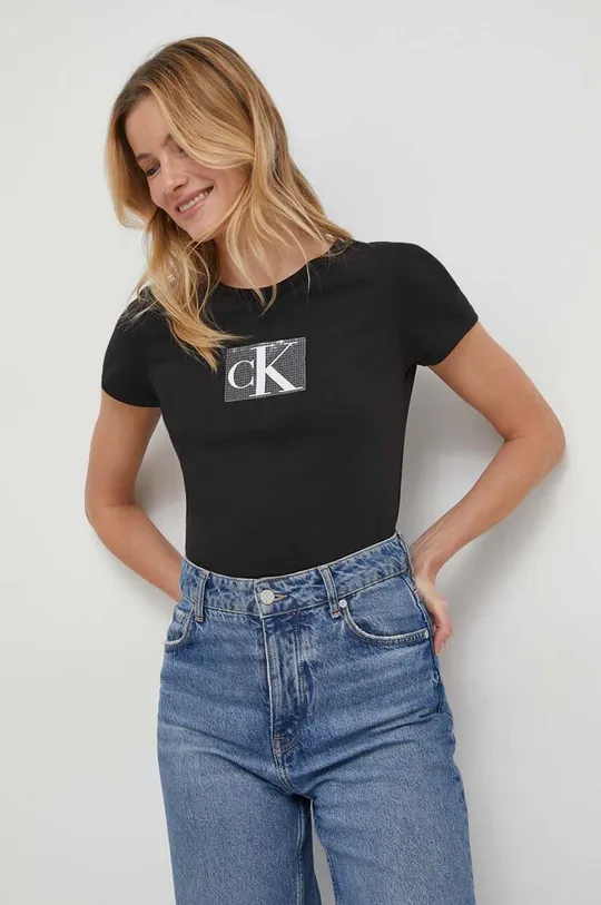 Pamučna majica Calvin Klein Jeans crna