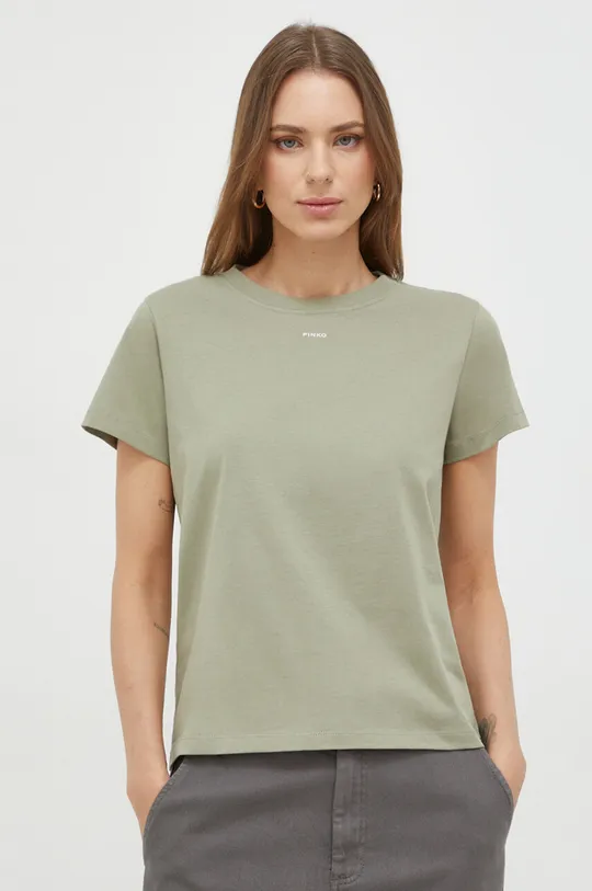 zelená Bavlnené tričko Pinko Dámsky