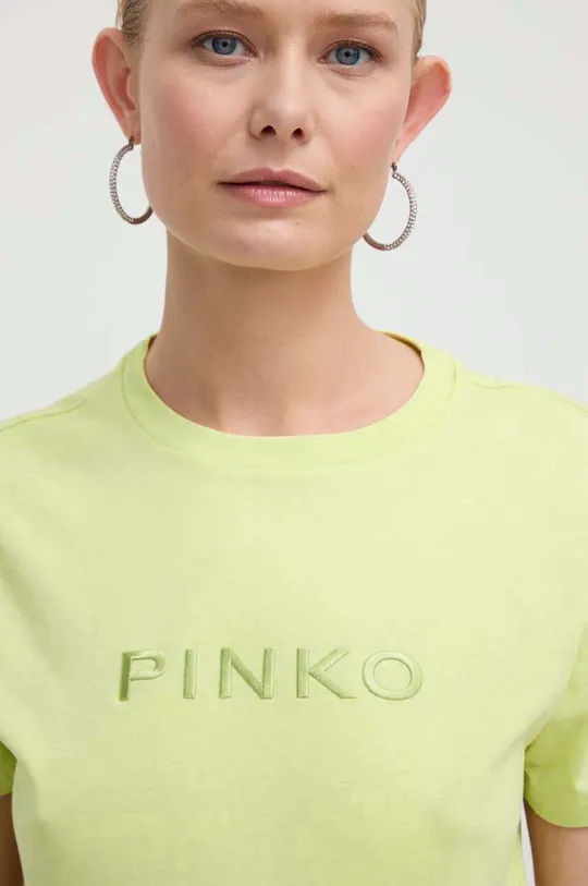 Bombažna kratka majica Pinko rumena
