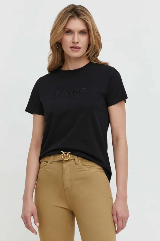 črna Bombažna kratka majica Pinko Ženski