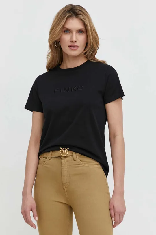 czarny Pinko t-shirt bawełniany Damski