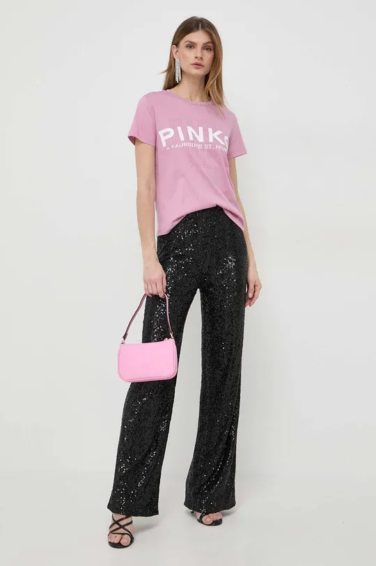 Pinko t-shirt bawełniany różowy