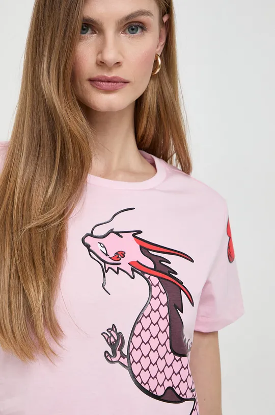 ružová Bavlnené tričko Pinko